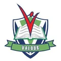 Valour Primary School logo featuring an open book with a red lightning bolt and shield emblem